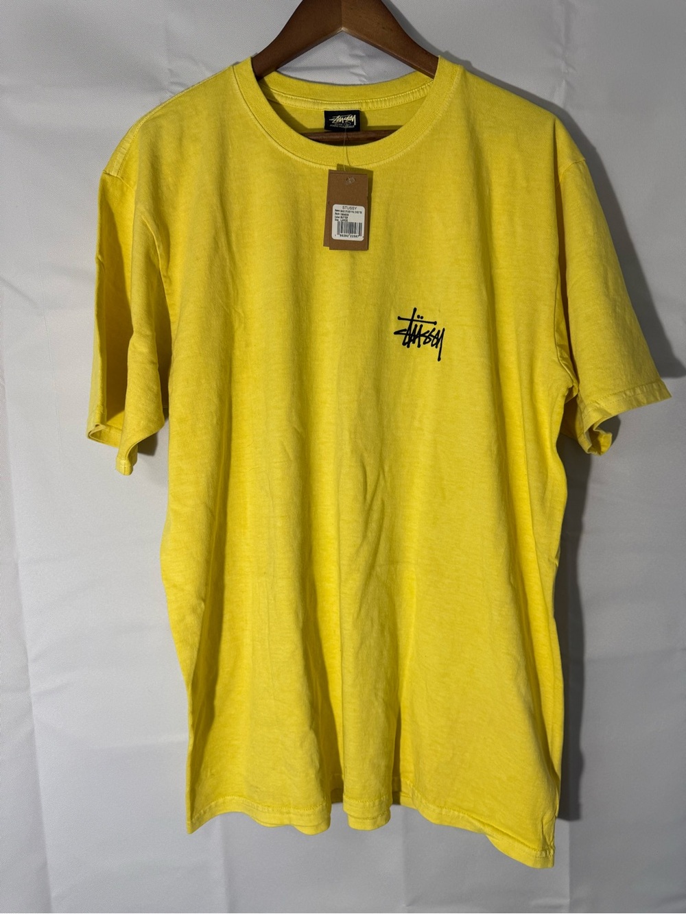Stussy Basic Pigment Dyed Butter Yellow Tee Large NWT